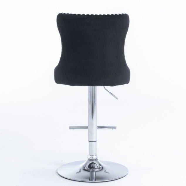 Swivel Velvet Barstools Adjusatble Seat Height From 25-33 Inch Black,Set Of 2