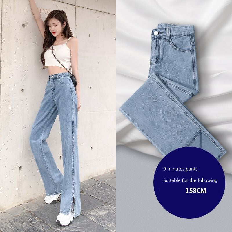 Women's Split Wide-leg Jeans High Waist Drape Loose Straight And Thin