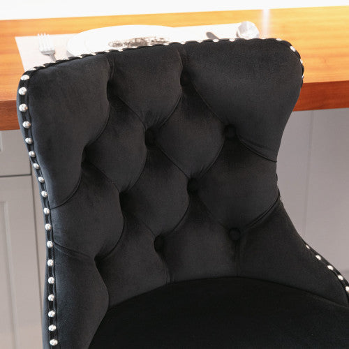 Swivel Velvet Barstools Adjusatble Seat Height From 25-33 Inch Black,Set Of 2