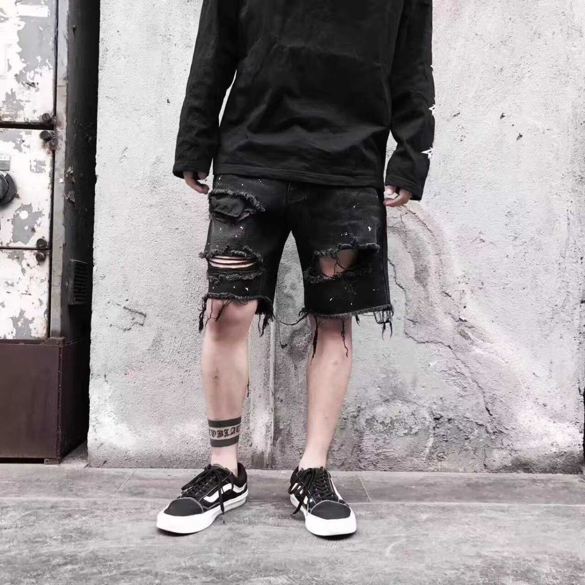Niche Design American Beggar Ripped Five-point Sports Pants