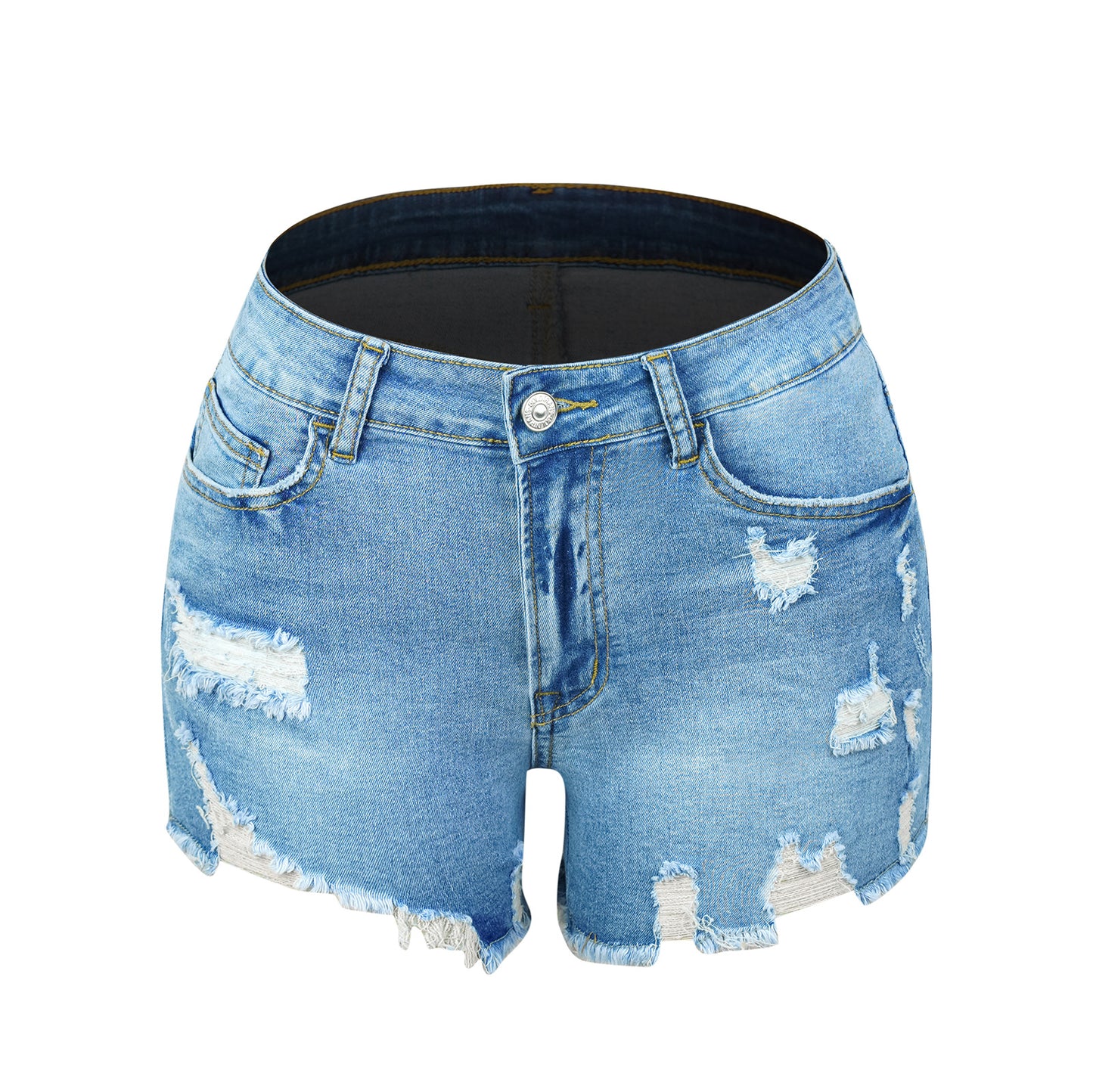 Short en jean taille mi-haute femmes