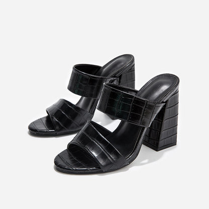 Chunky high heel sandals