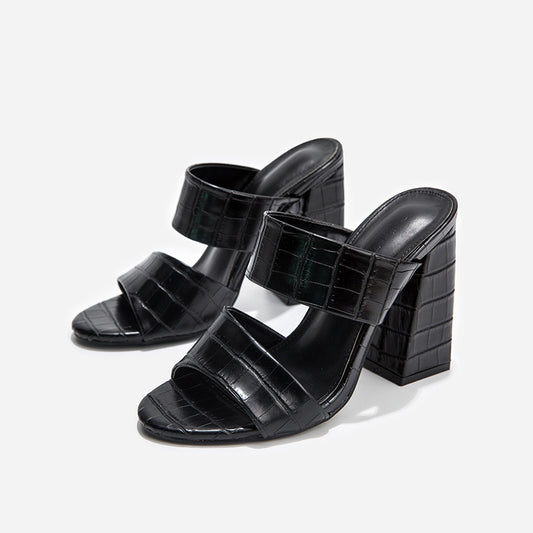 Chunky high heel sandals