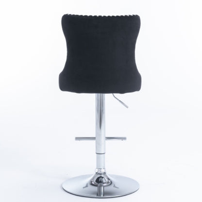 Swivel Velvet Barstools Adjusatble Seat Height From 25-33 Inch Black,Set Of 2