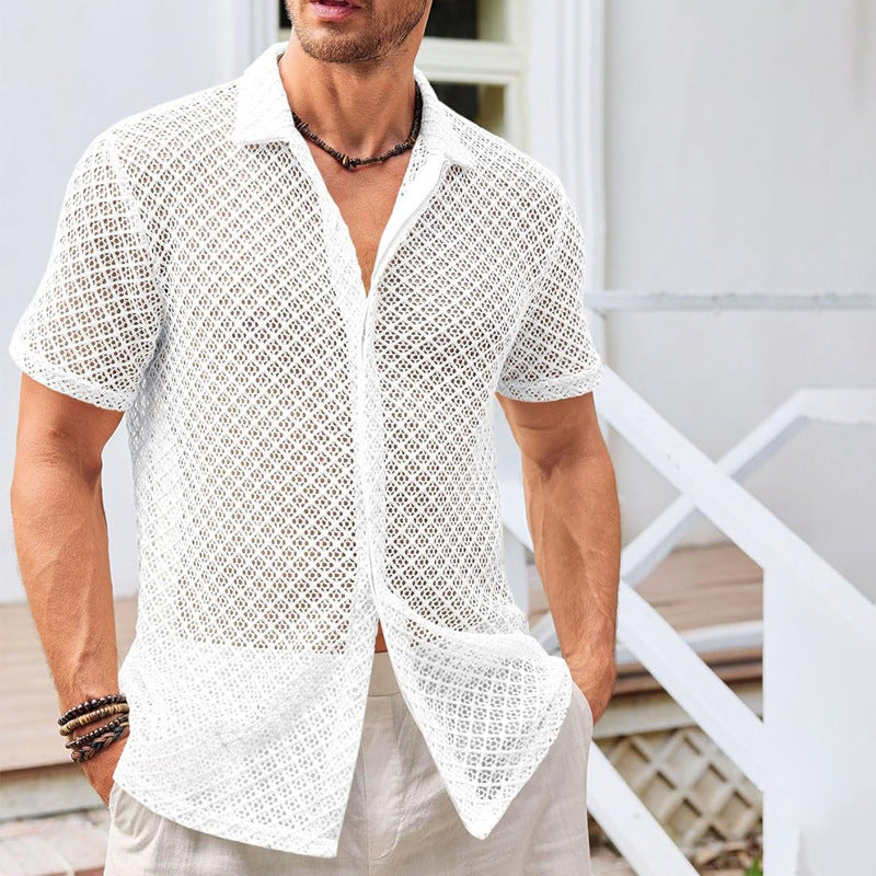Chemise à manches courtes en maille d’été Hommes