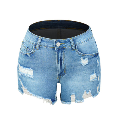 Short en jean taille mi-haute femmes