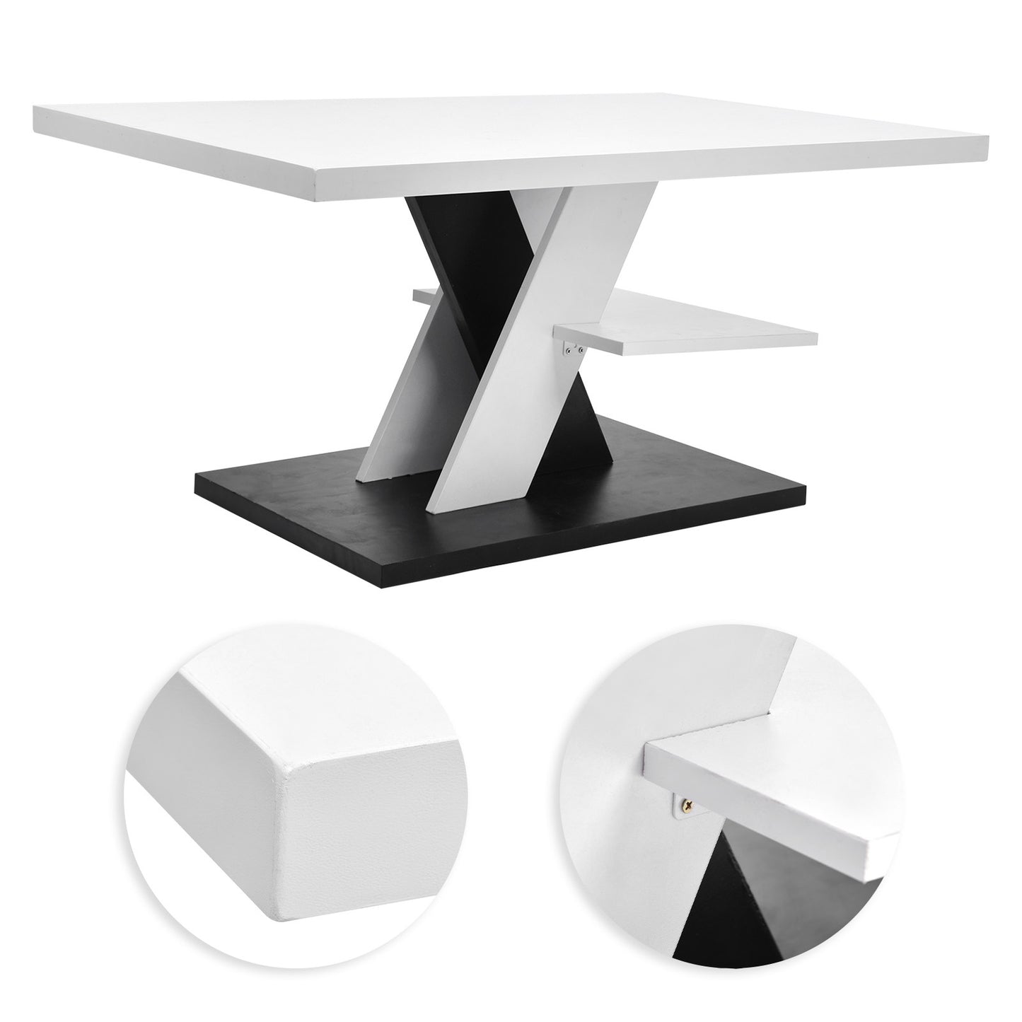 Table basse moderne Table stable imperméable de grande capacité avec étagère