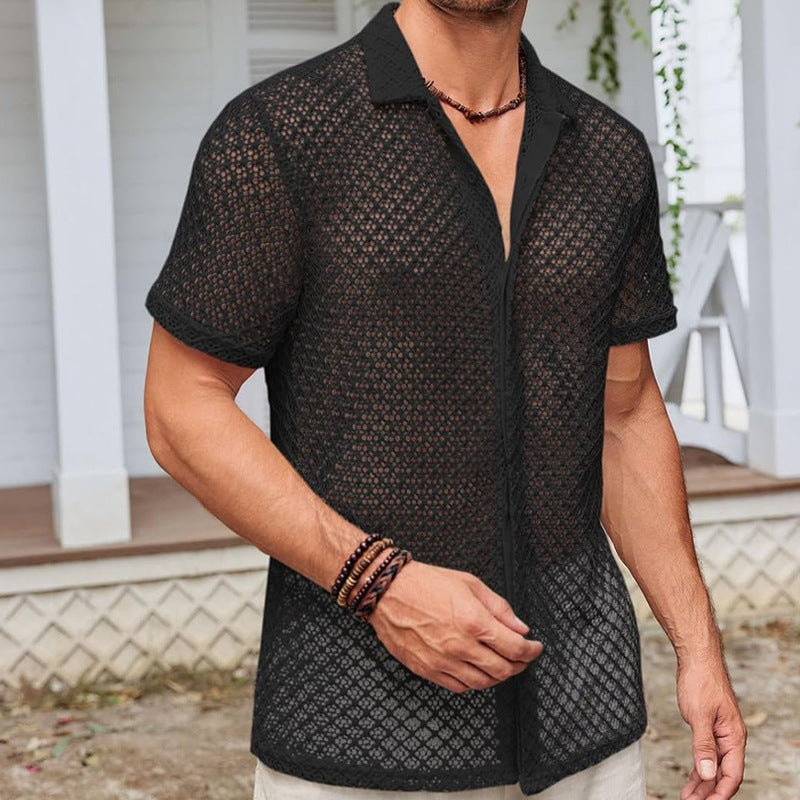 Chemise à manches courtes en maille d’été Hommes